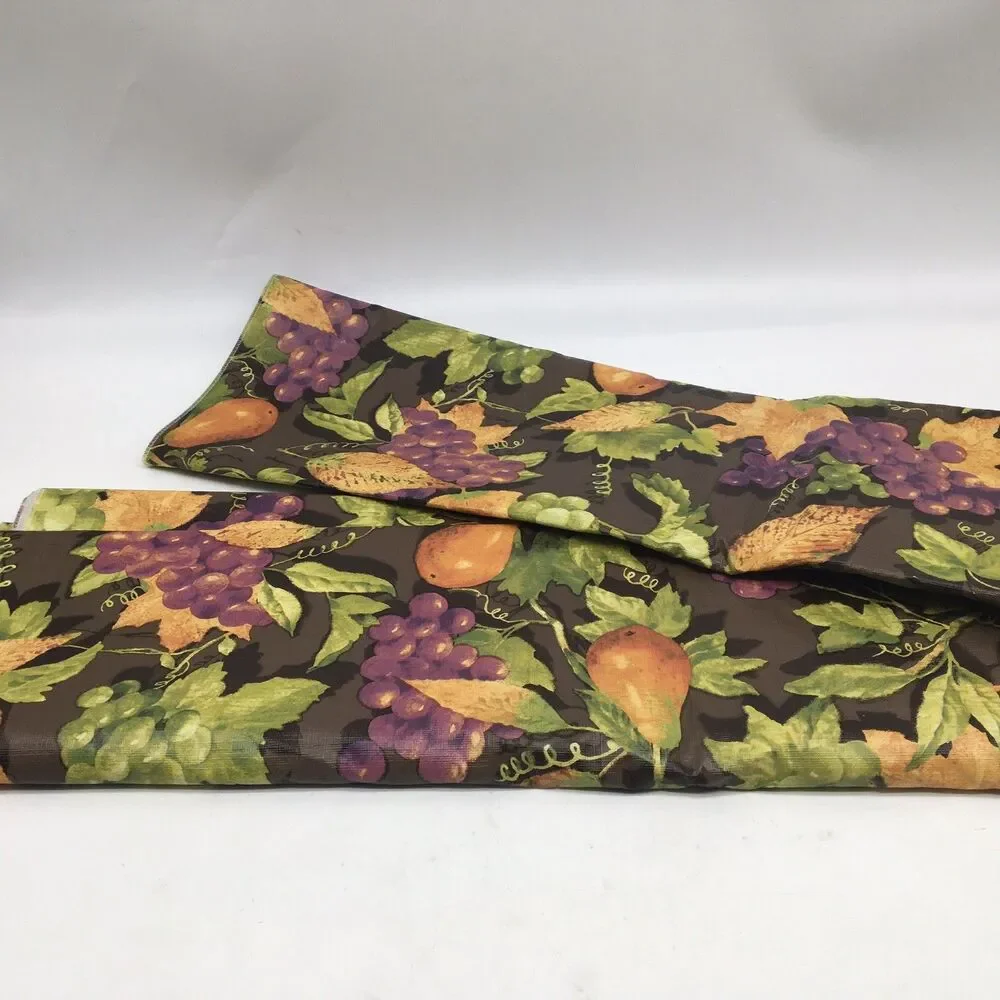 VTG 61”x83” Vinyl Flannel Back Tablecloth Fruit Leaves Indoor Outdoor Open Box